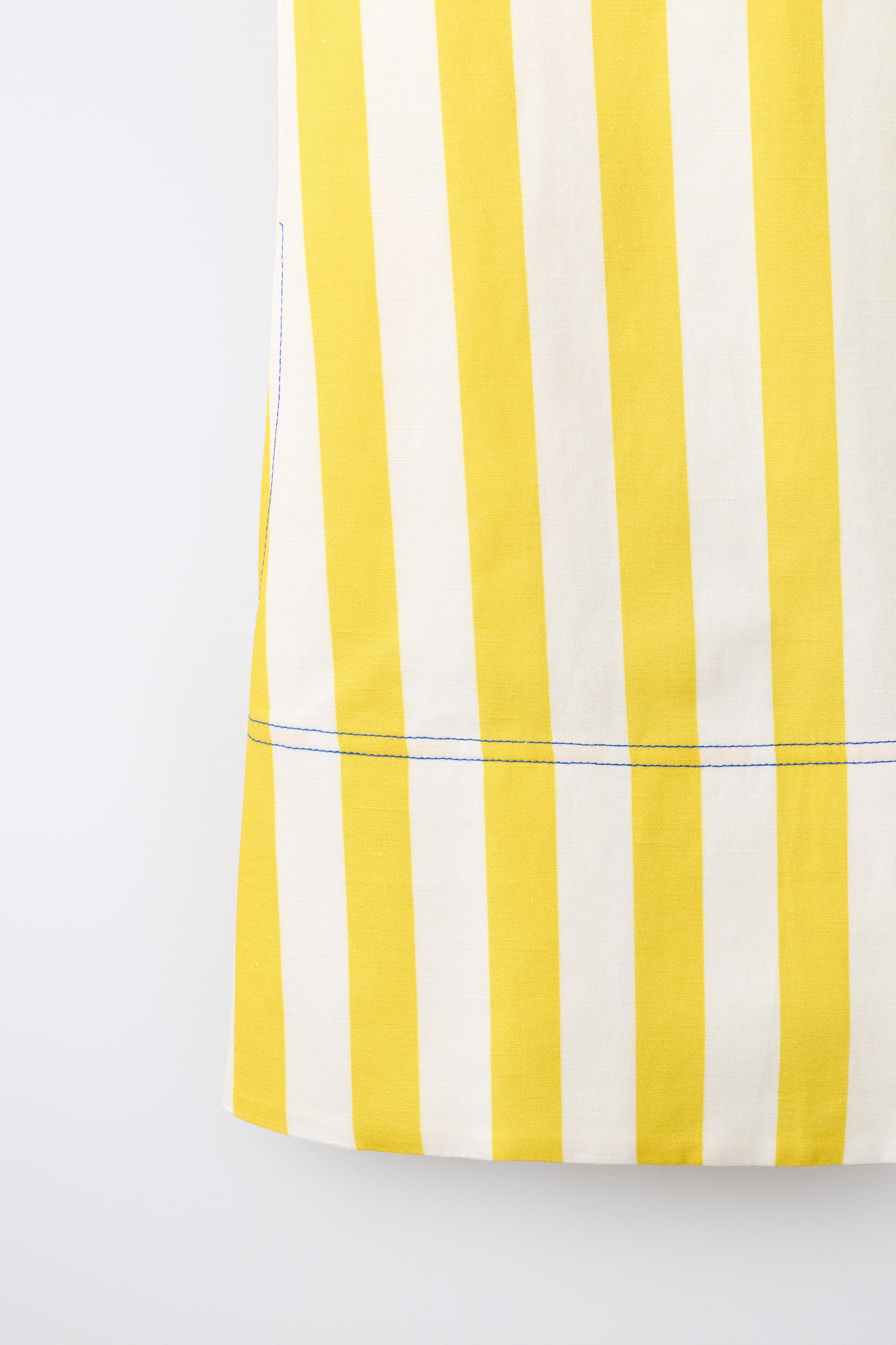 CONTRAST TOPSTITCH STRIPED DRESS